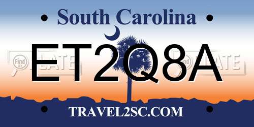 ET2Q8A South Carolina License Plate