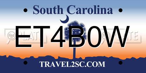 ET4B0W South Carolina License Plate