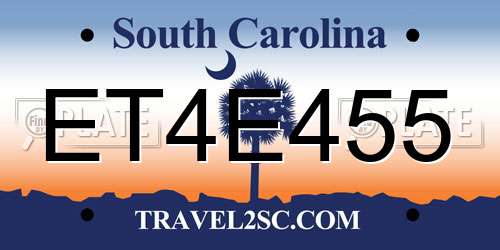 ET4E455 South Carolina License Plate