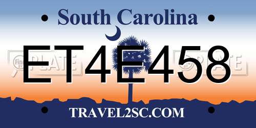 ET4E458 South Carolina License Plate