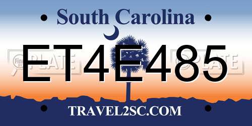ET4E485 South Carolina License Plate