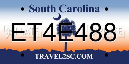 ET4E488 South Carolina License Plate