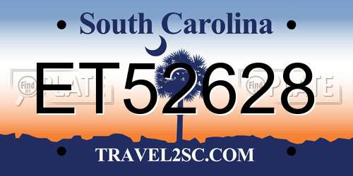 ET52628 South Carolina License Plate