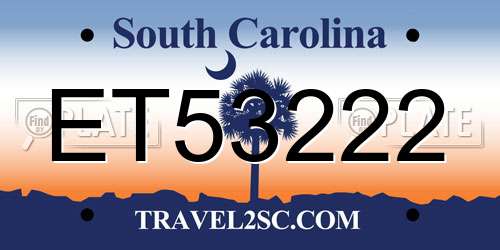 ET53222 South Carolina License Plate