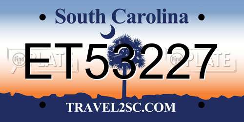 ET53227 South Carolina License Plate