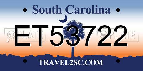 ET53722 South Carolina License Plate