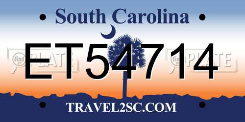 ET54714 South Carolina License Plate