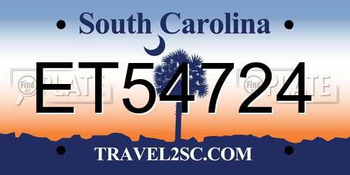 ET54724 South Carolina License Plate
