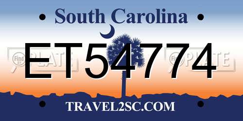 ET54774 South Carolina License Plate