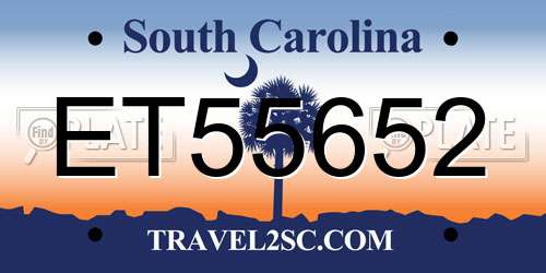 ET55652 South Carolina License Plate