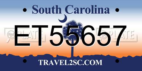 ET55657 South Carolina License Plate