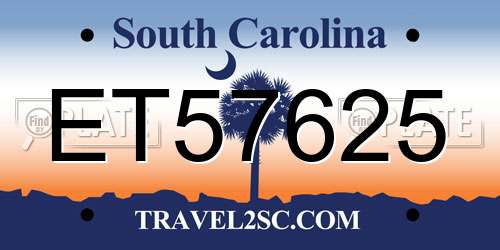 ET57625 South Carolina License Plate