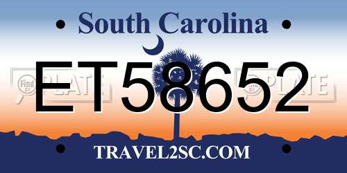 ET58652 South Carolina License Plate