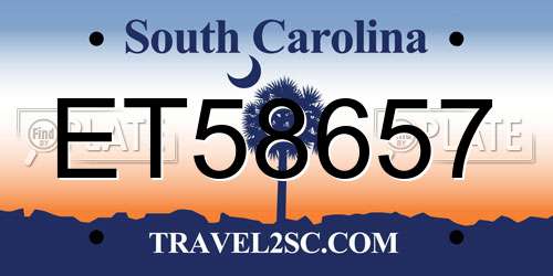 ET58657 South Carolina License Plate