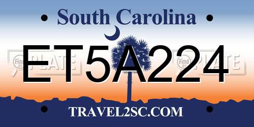ET5A224 South Carolina License Plate