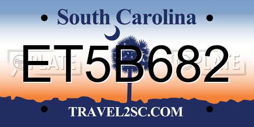 ET5B682 South Carolina License Plate