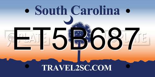 ET5B687 South Carolina License Plate