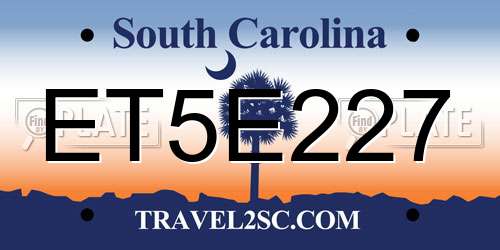 ET5E227 South Carolina License Plate