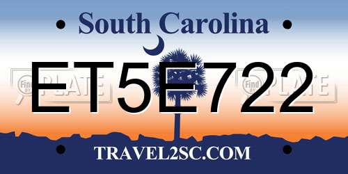 ET5E722 South Carolina License Plate