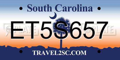 ET5S657 South Carolina License Plate