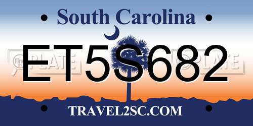 ET5S682 South Carolina License Plate