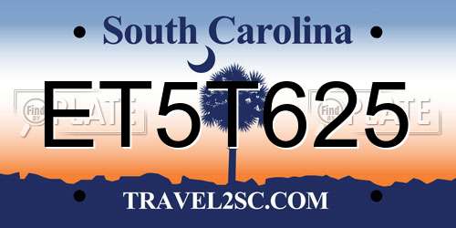 ET5T625 South Carolina License Plate