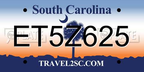 ET5Z625 South Carolina License Plate