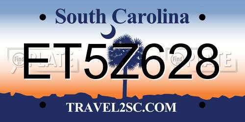 ET5Z628 South Carolina License Plate