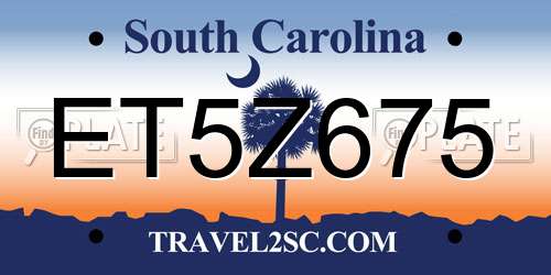 ET5Z675 South Carolina License Plate