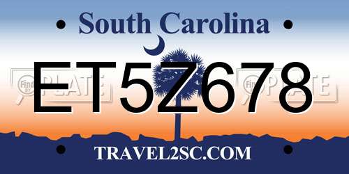 ET5Z678 South Carolina License Plate