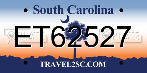 ET62527 South Carolina License Plate