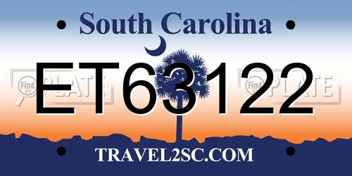 ET63122 South Carolina License Plate