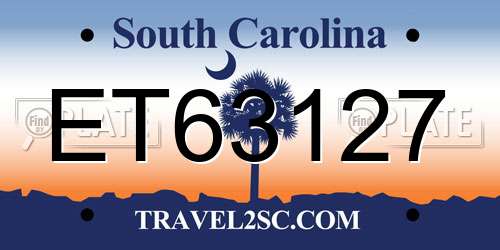 ET63127 South Carolina License Plate