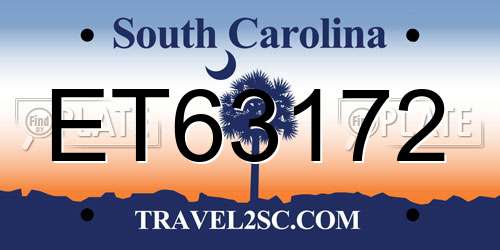 ET63172 South Carolina License Plate