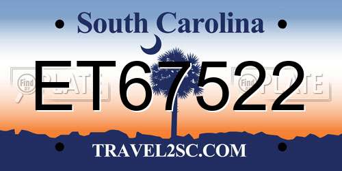 ET67522 South Carolina License Plate