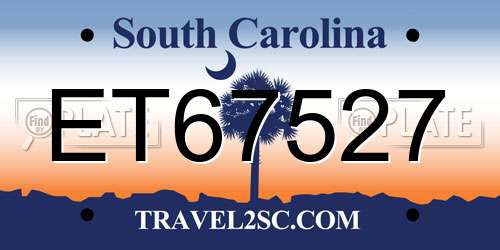 ET67527 South Carolina License Plate