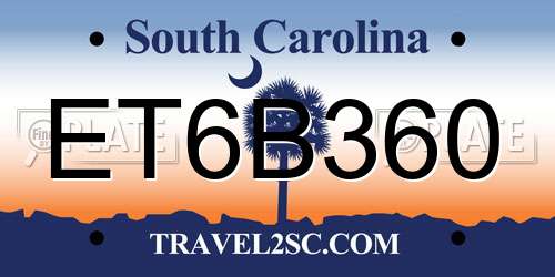 ET6B360 South Carolina License Plate