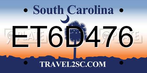 ET6D476 South Carolina License Plate