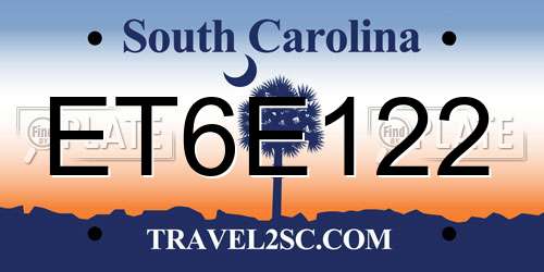 ET6E122 South Carolina License Plate