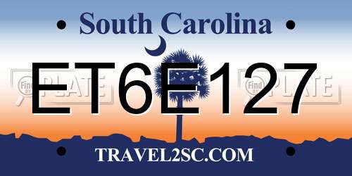 ET6E127 South Carolina License Plate