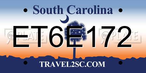 ET6E172 South Carolina License Plate