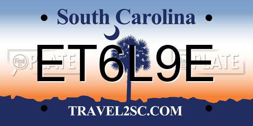 ET6L9E South Carolina License Plate