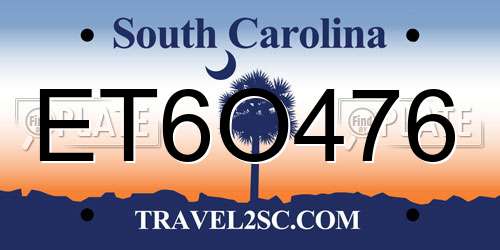 ET6O476 South Carolina License Plate