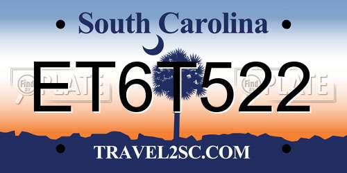ET6T522 South Carolina License Plate