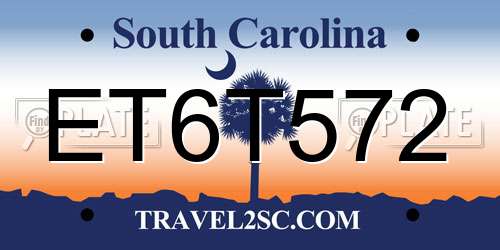 ET6T572 South Carolina License Plate