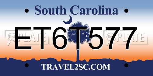 ET6T577 South Carolina License Plate