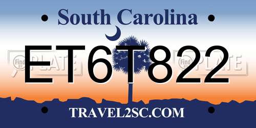 ET6T822 South Carolina License Plate