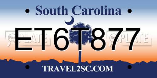 ET6T877 South Carolina License Plate