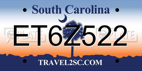ET6Z522 South Carolina License Plate