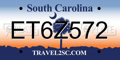 ET6Z572 South Carolina License Plate